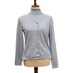 Talbots Cardigan and Turtleneck Tank Twin Set Baby Blue